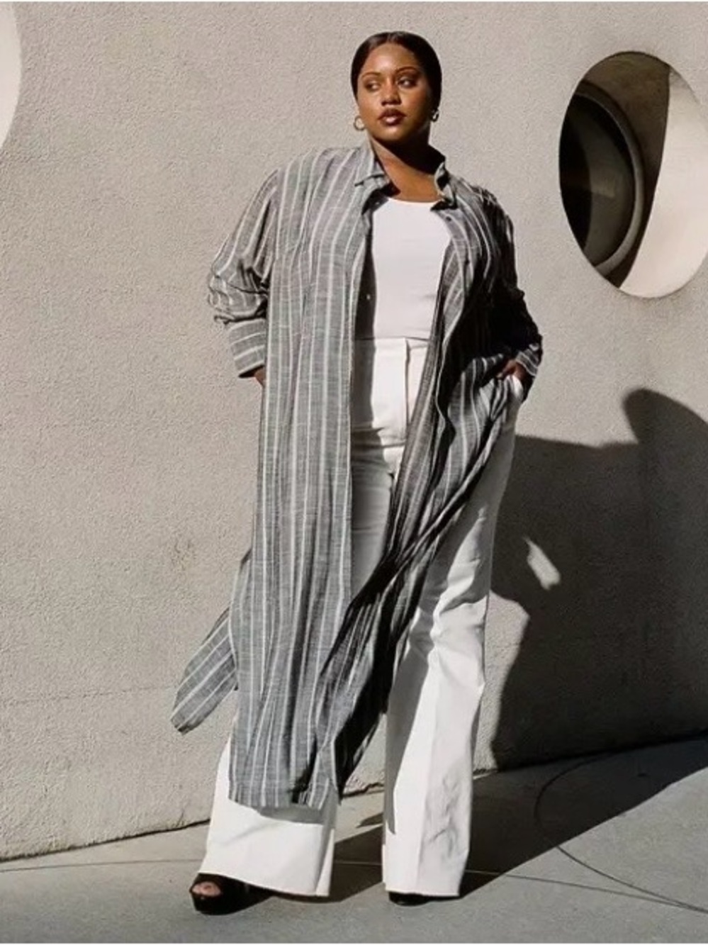 NEW Pari Passu Annie Button Up Striped Longline Tunic Duster Women's 3X, 24 $268